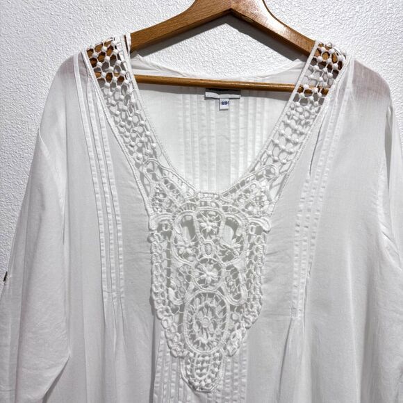 Swimsuits For All Swimsuit Cover Up Women's SIZE 18/20 Short Tab Sleeve White - Picture 2 of 16